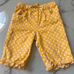 Baby Boden Yellow and White Polka Dot Capri Pants